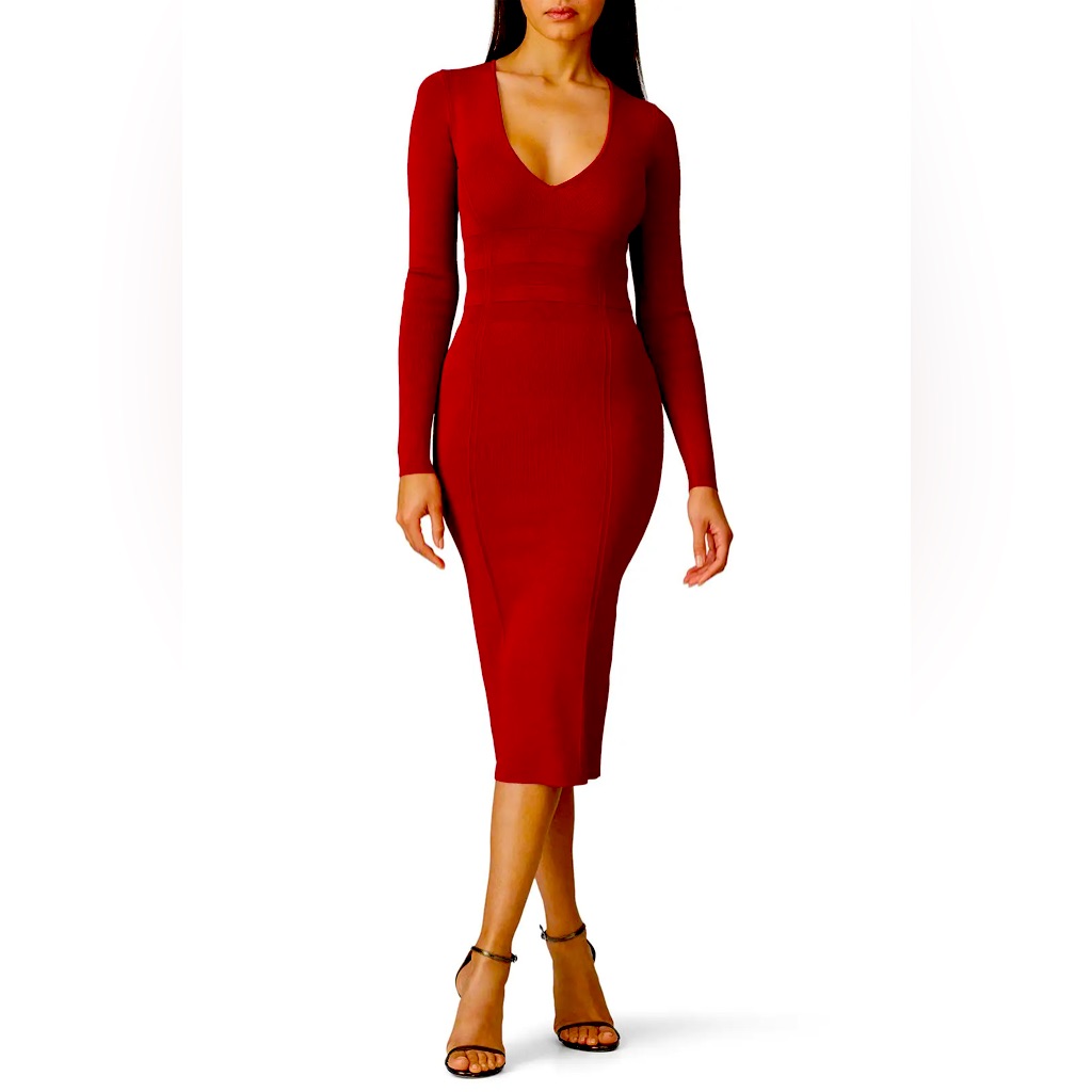Red Deep V Plunge Sexy Red Dress Size 0. Worn Once.